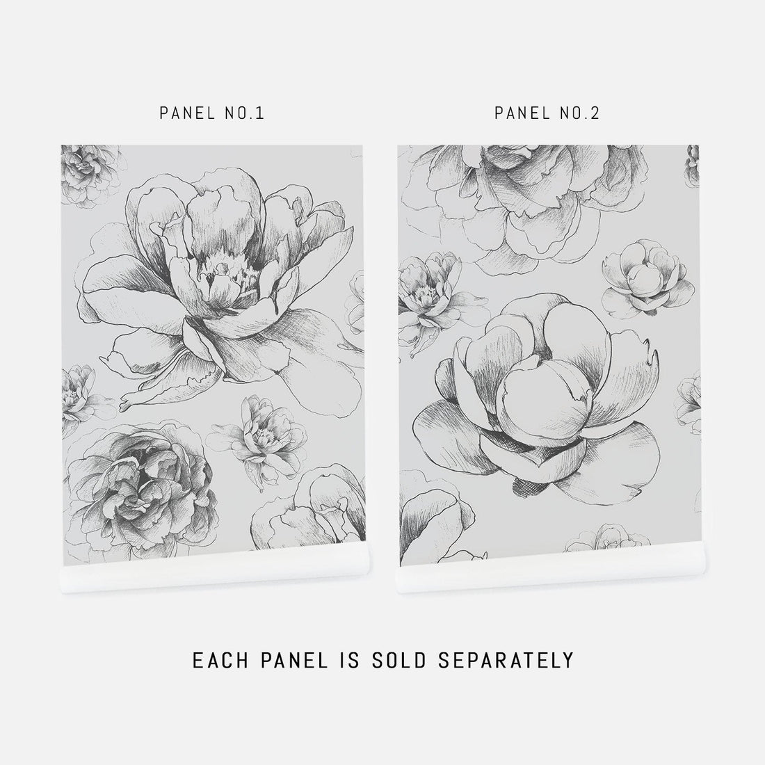 blooming grey peonies removable wallpaper