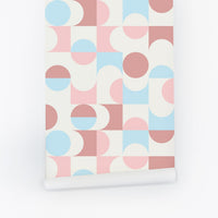 modern geometric wallpaper design in pastel colors