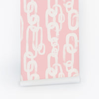 pastel pink chain link inspired removable wallpaper