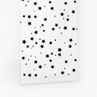 simple black and white tiny stars removable wallpaper