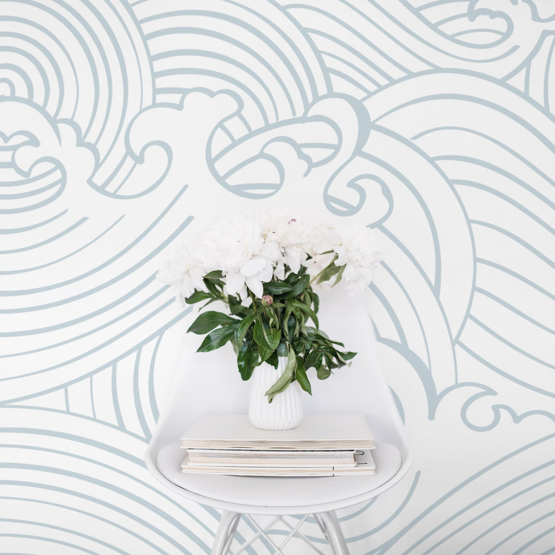 Light blue waves design  removable wallpaper