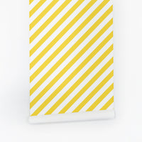 bright yellow diagonal lines peel and stick wallpaper