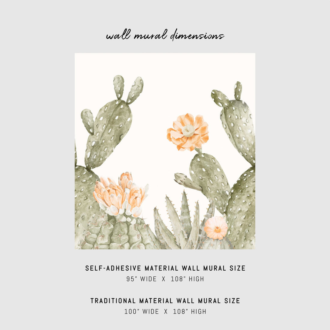 Floral cactus design wall mural