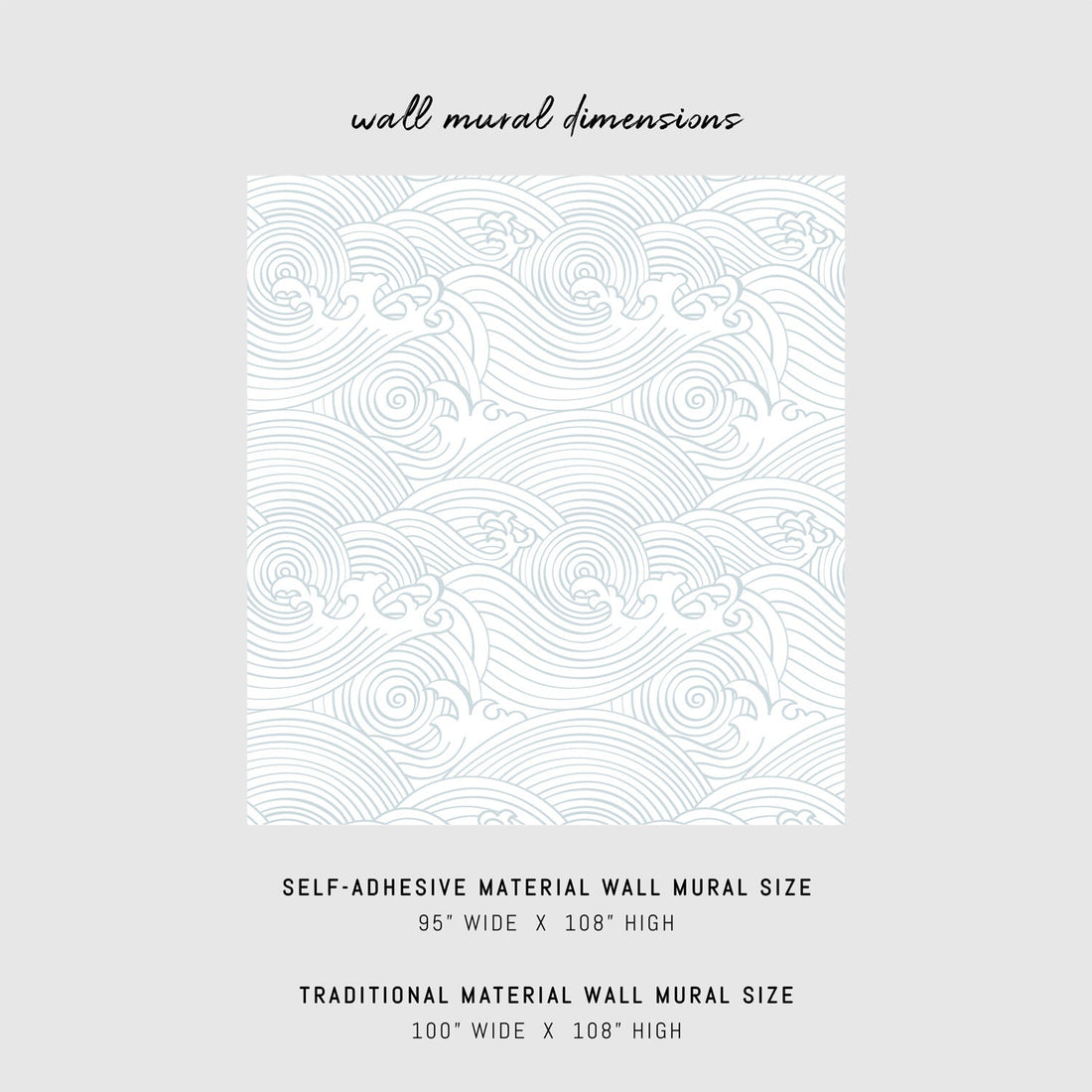 Oversized waves pattern removable wallpaper