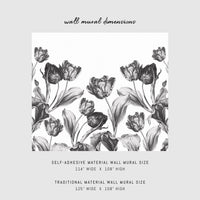 amsterdam tulips inspired wall mural design in monochromatic colors
