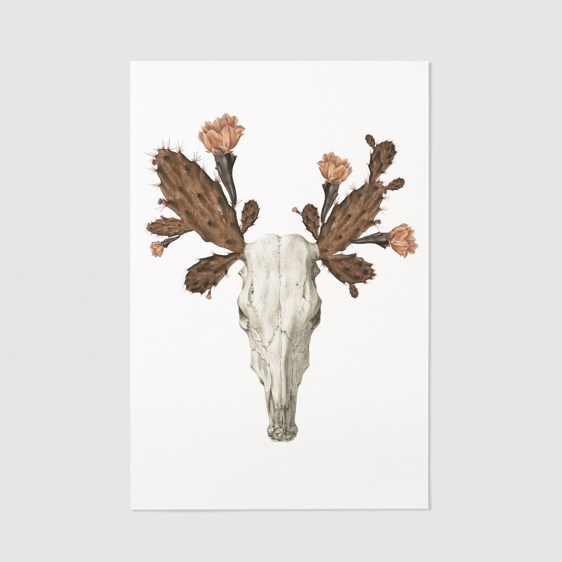 Boho floral painted skull poster