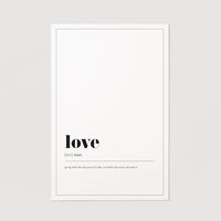 Love definition wall print