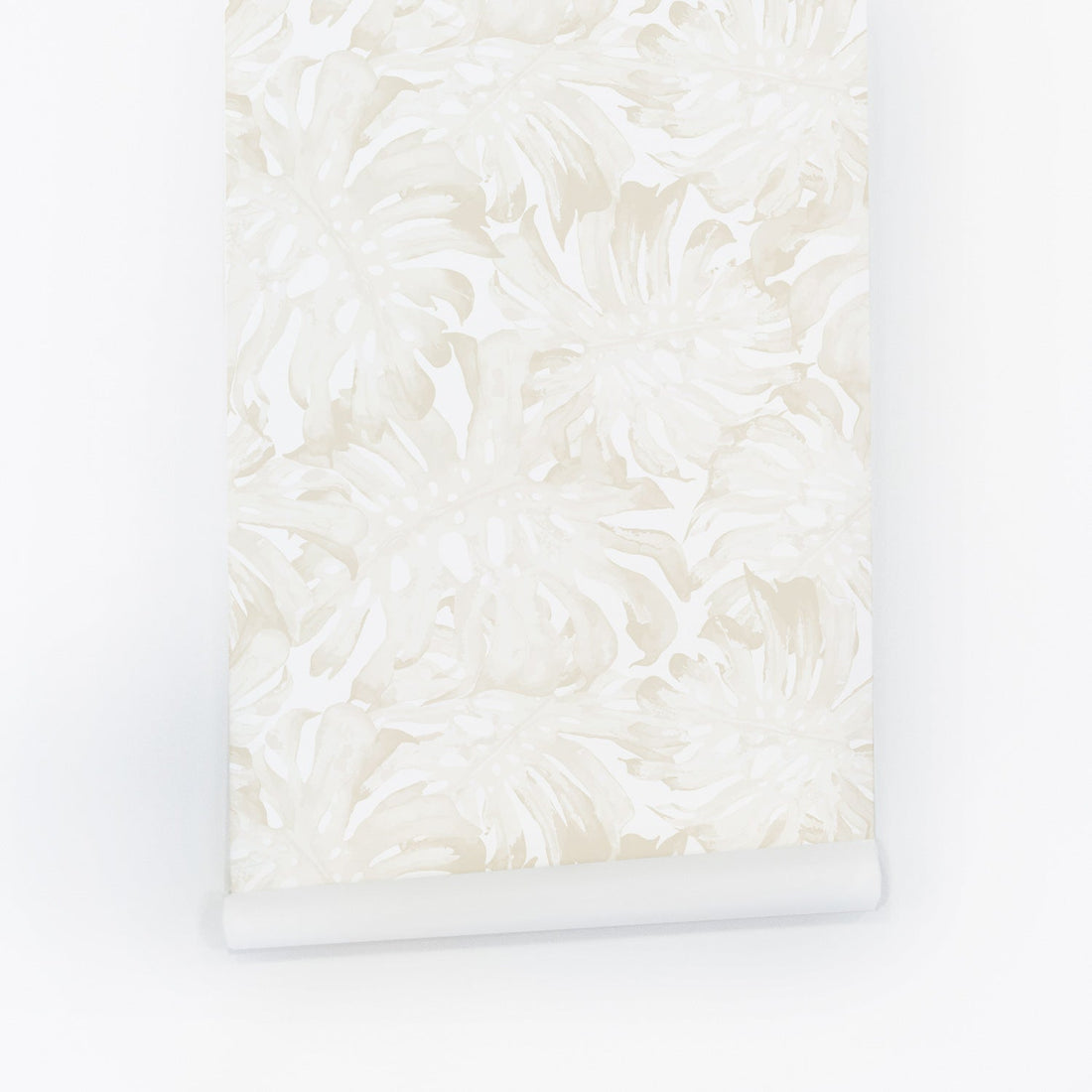 large neutral palm leaf peel and stick wallpaper design