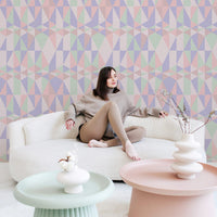 multicolored wallpaper pattern for living room interior