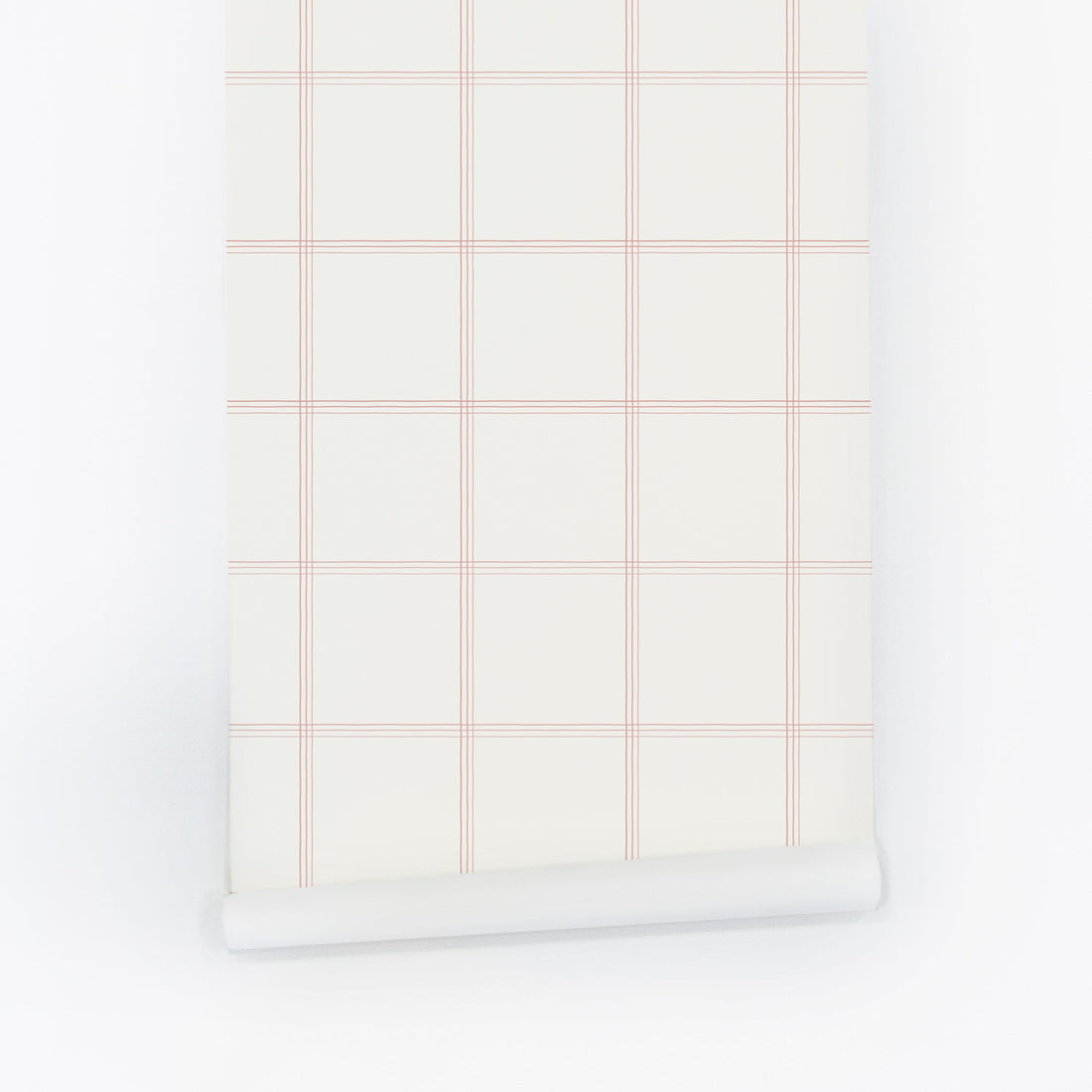 pink and off white plaid motif removable wallpaper
