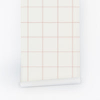 pink and off white plaid motif removable wallpaper
