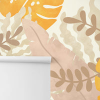 Neutral jungle wall mural wallpaper close up