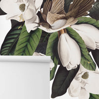 Vintage nature removable wallpaper, antique floral wallpaper