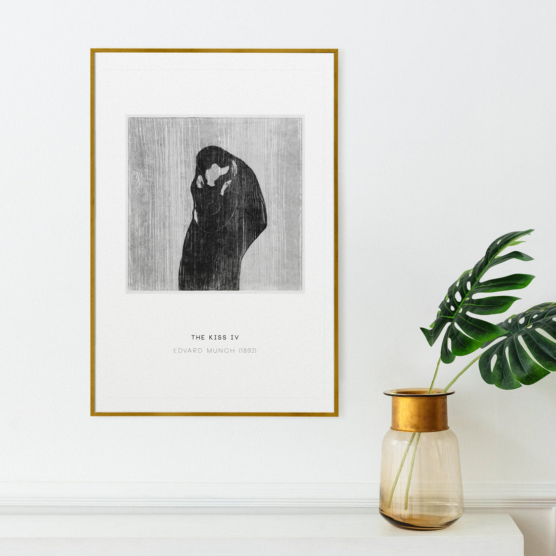 Man and woman kiss drawing art print